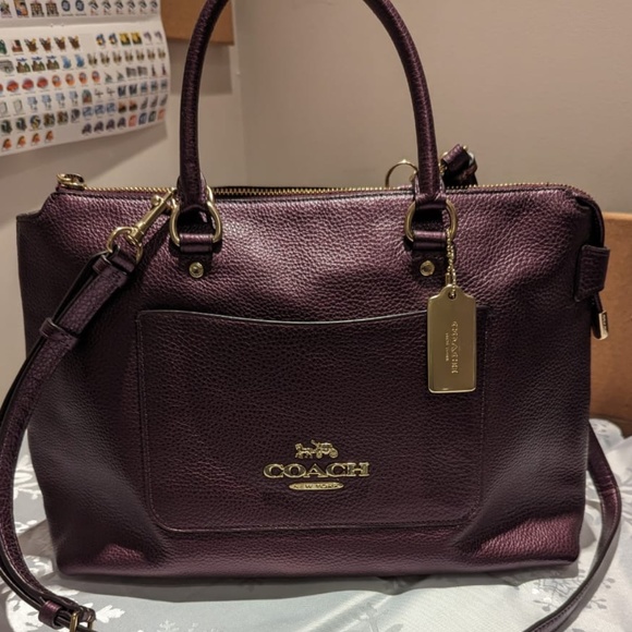Coach Metallic Purple Leather Satchel - Picture 2 of 5